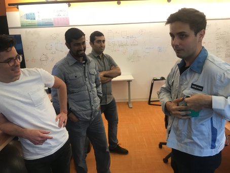 The team working through concepts in the studio
